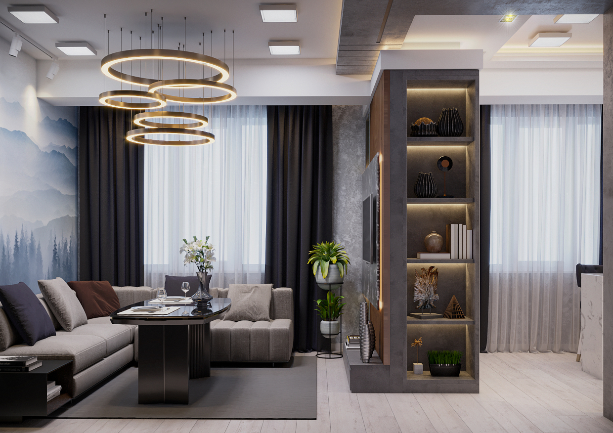 Küche-Esszimmer in 3d max corona render Bild