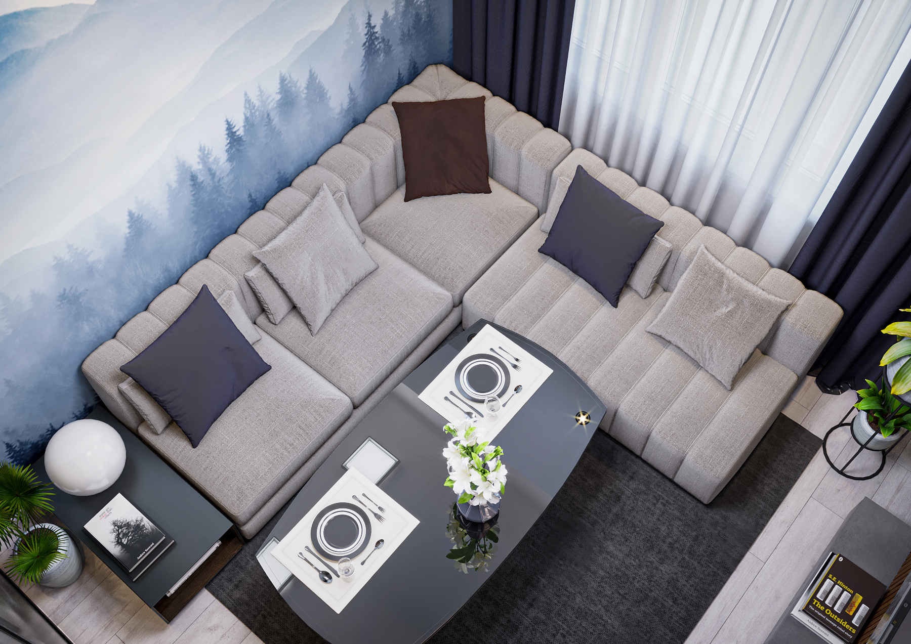 Küche-Esszimmer in 3d max corona render Bild