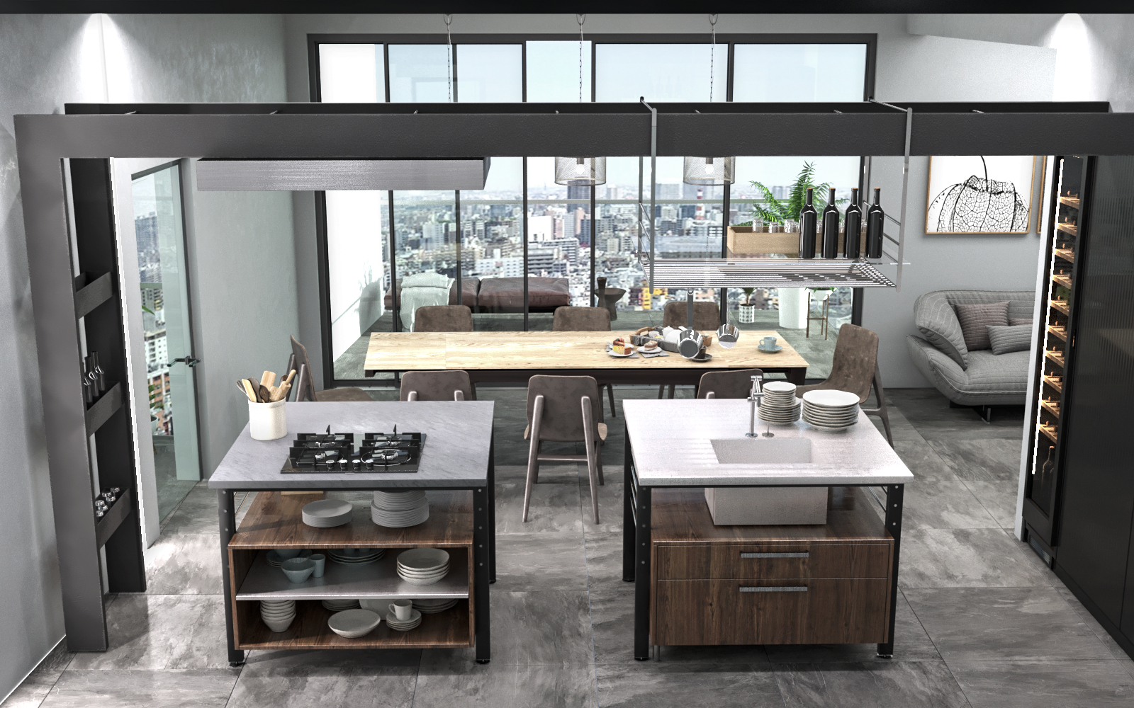 Eggersmann Works Kitchen Visualization in 3d max corona render image