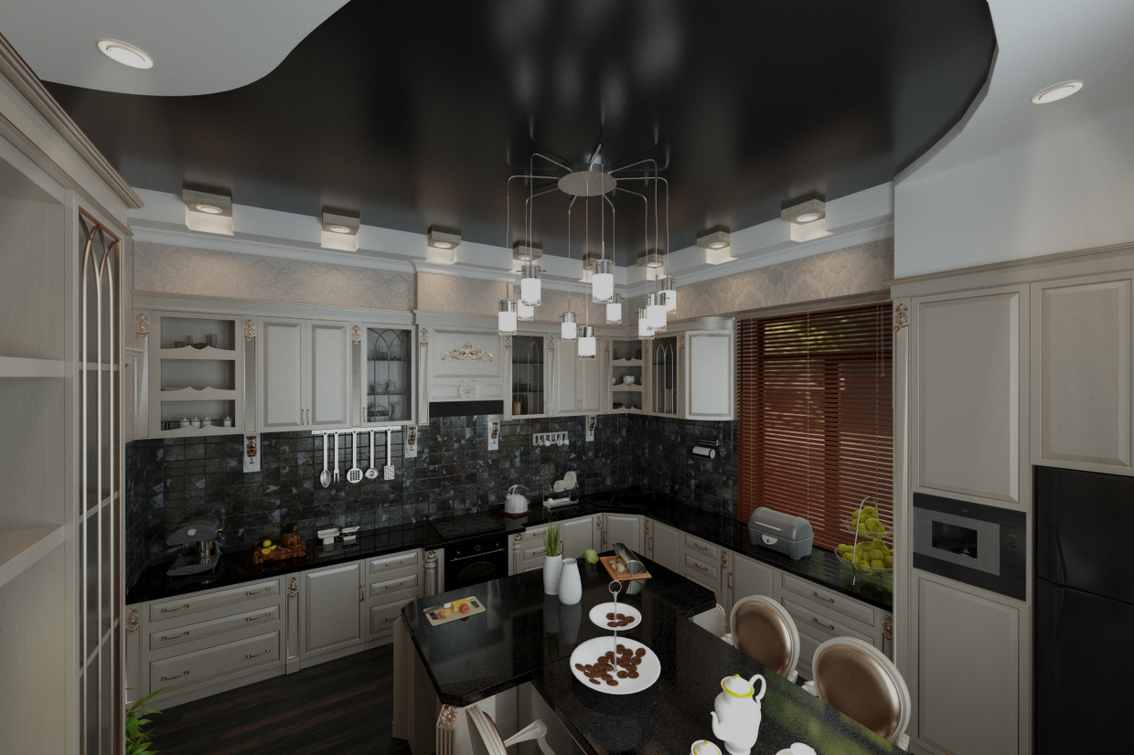 Cozinha-sala em 3d max vray 3.0 imagem