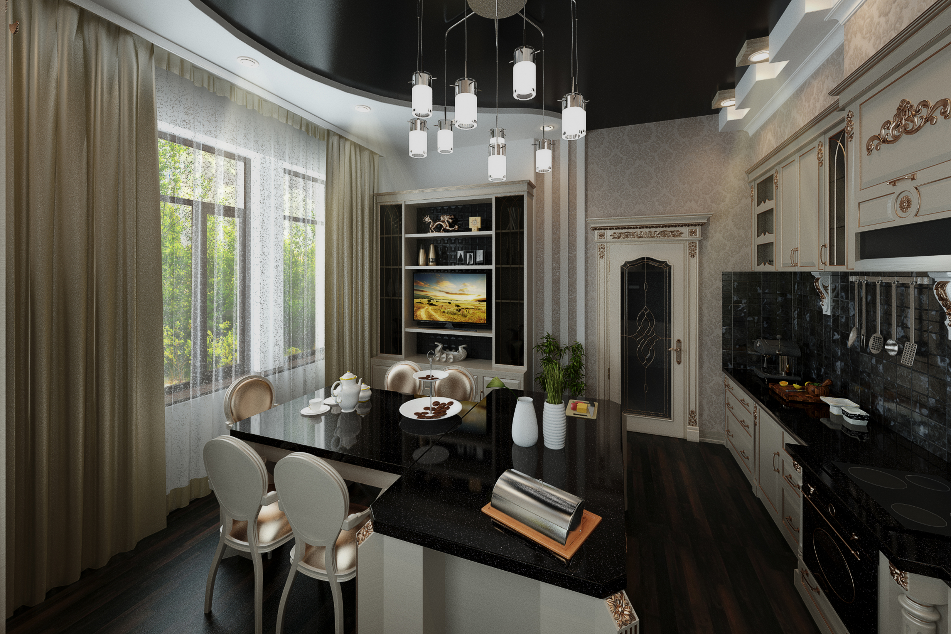 Cozinha-sala em 3d max vray 3.0 imagem