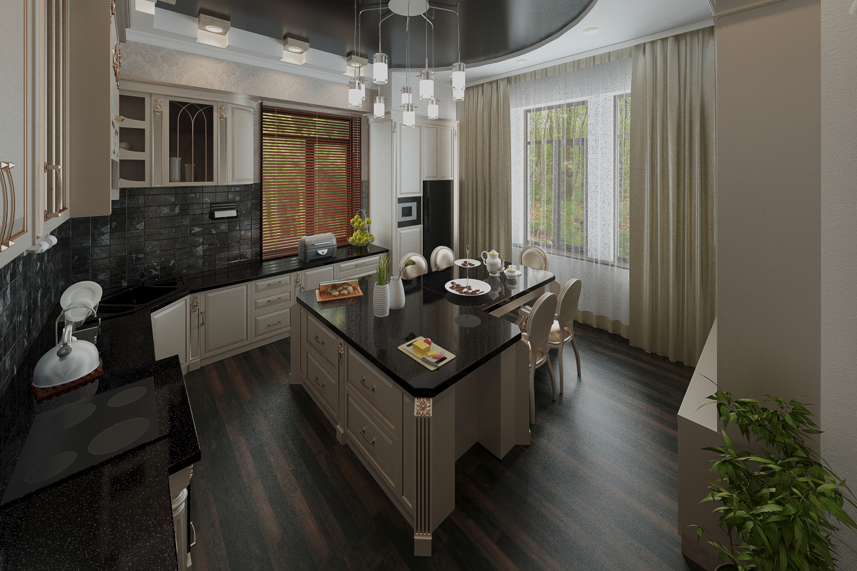 Cozinha-sala em 3d max vray 3.0 imagem