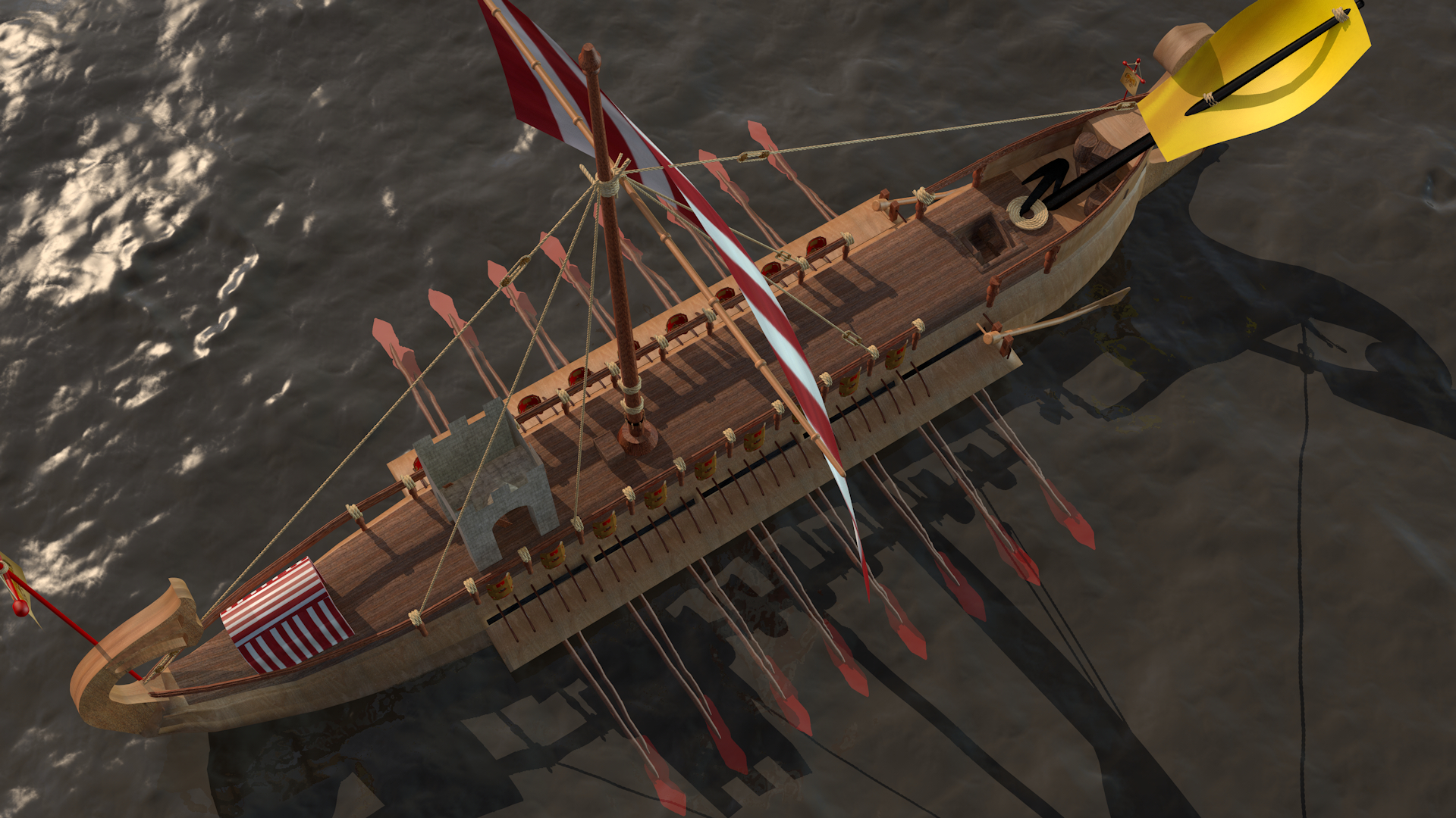 Roman Ship in Cinema 4d maxwell render image