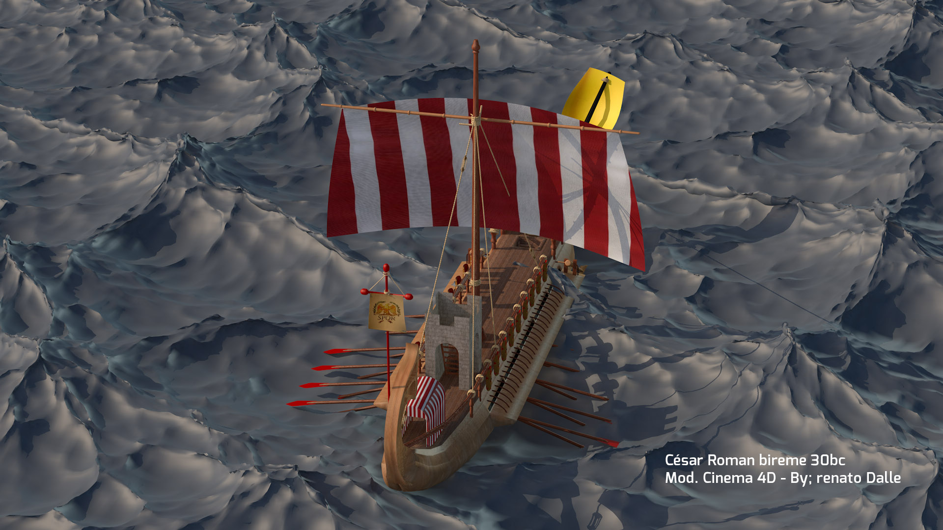 Roman Ship in Cinema 4d maxwell render image