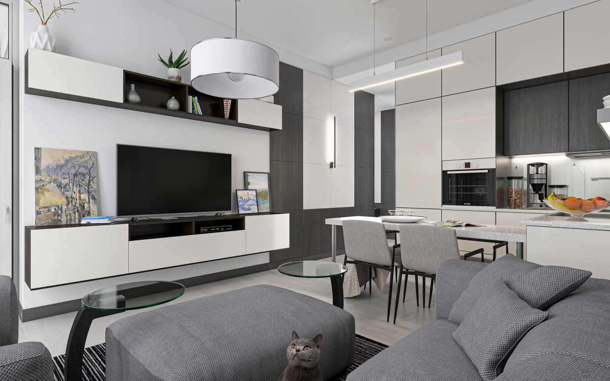 Dreizimmerwohnung S64 in 3d max corona render Bild