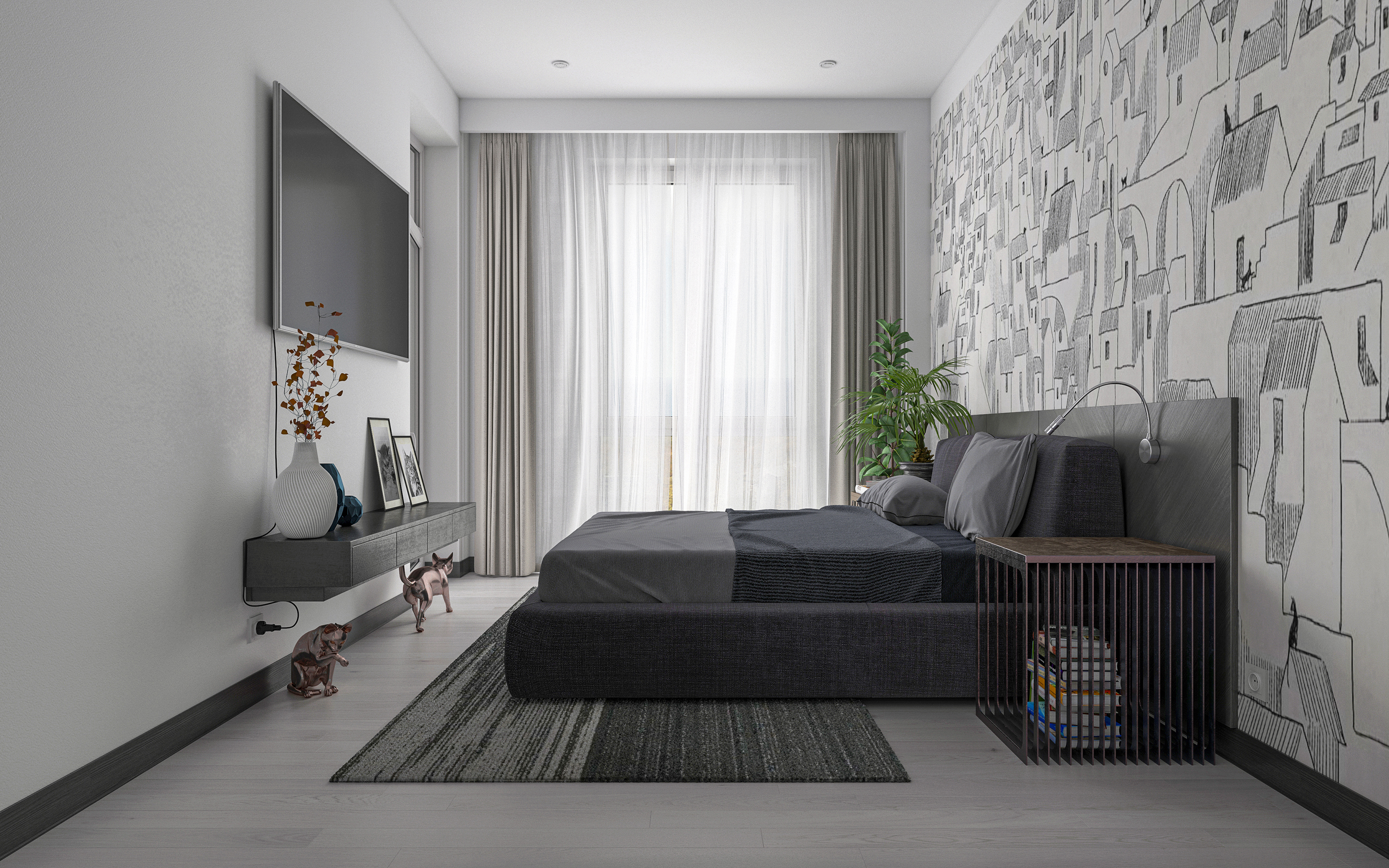 Dreizimmerwohnung S64 in 3d max corona render Bild