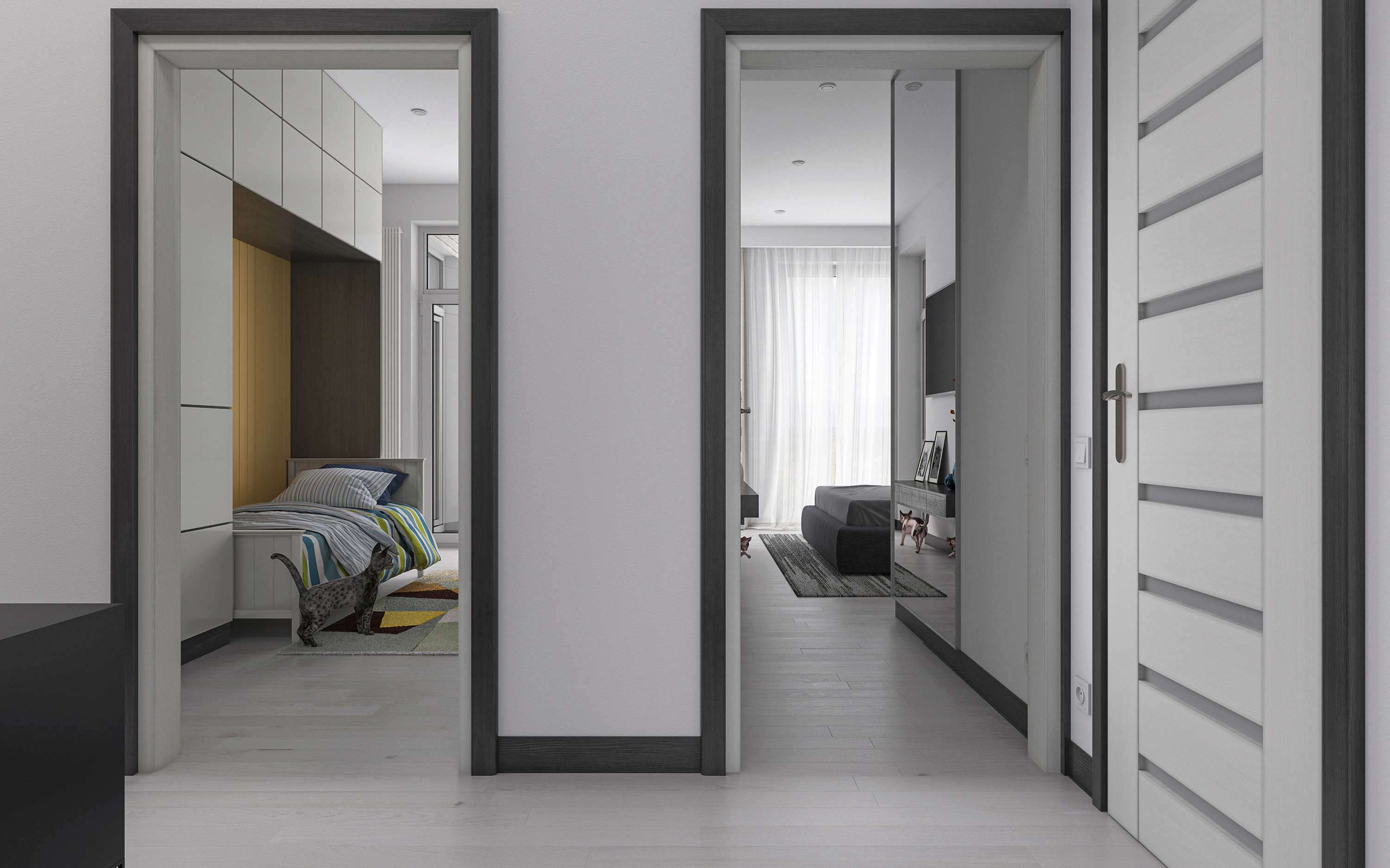 Dreizimmerwohnung S64 in 3d max corona render Bild