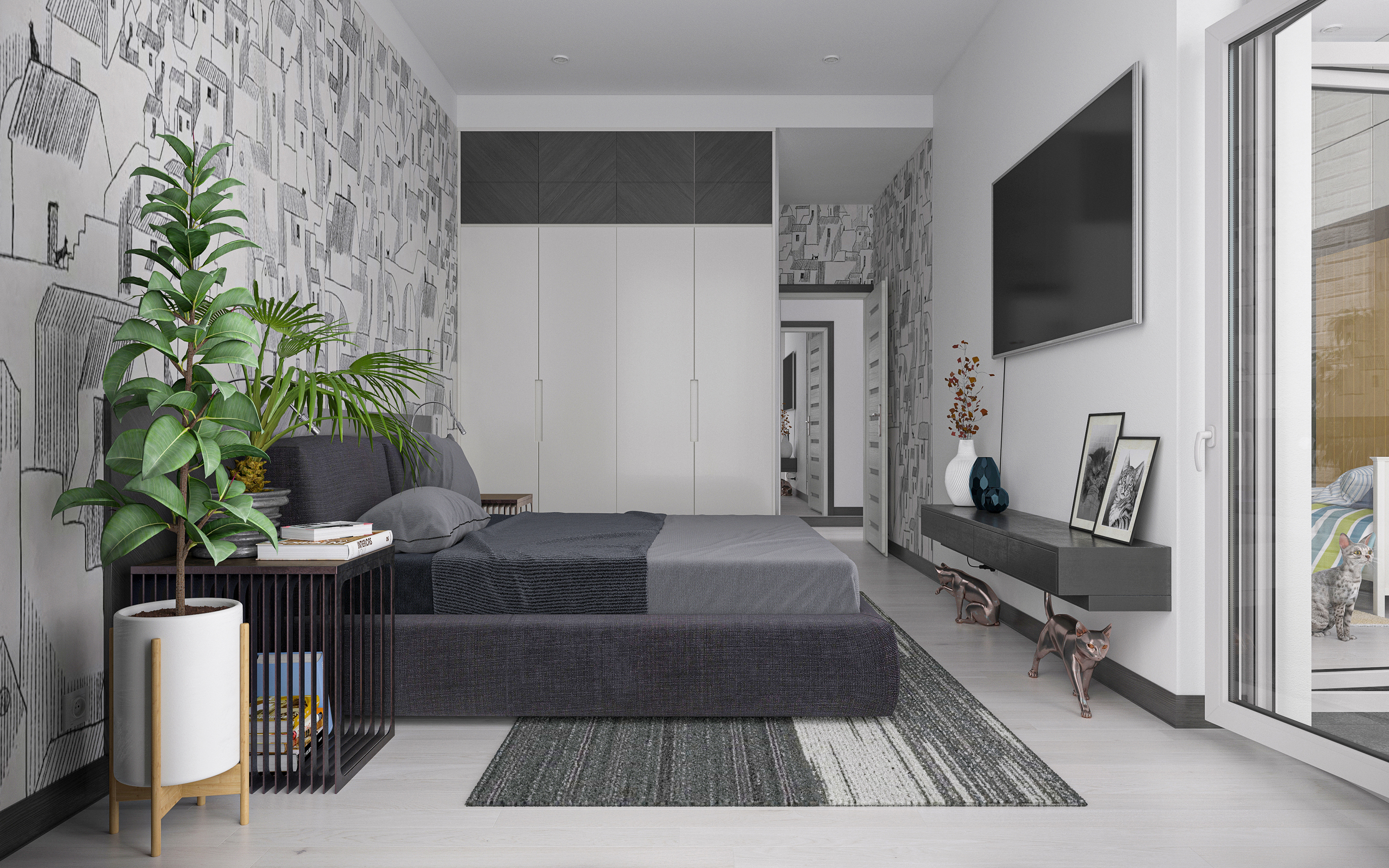 Dreizimmerwohnung S64 in 3d max corona render Bild