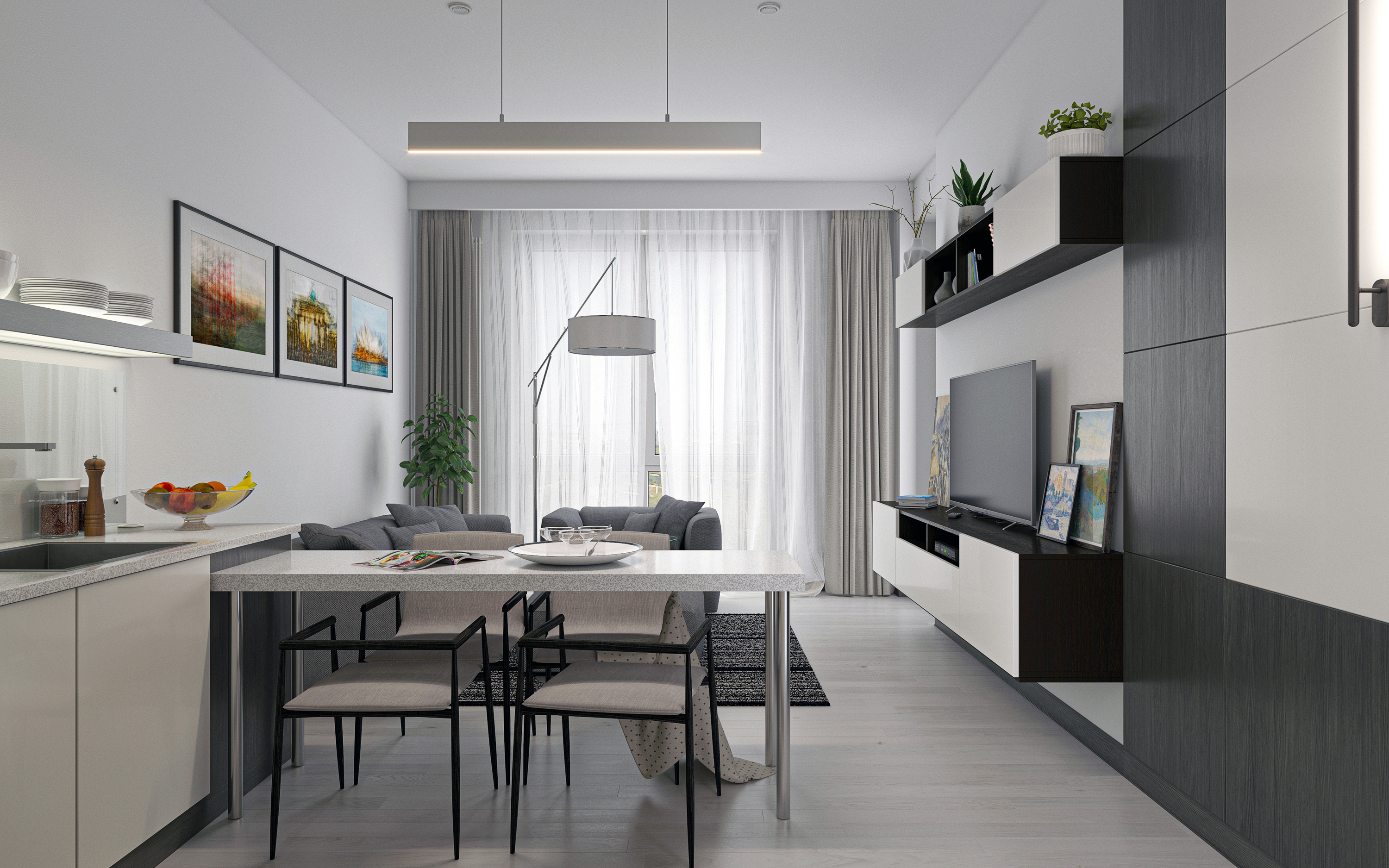 Dreizimmerwohnung S64 in 3d max corona render Bild