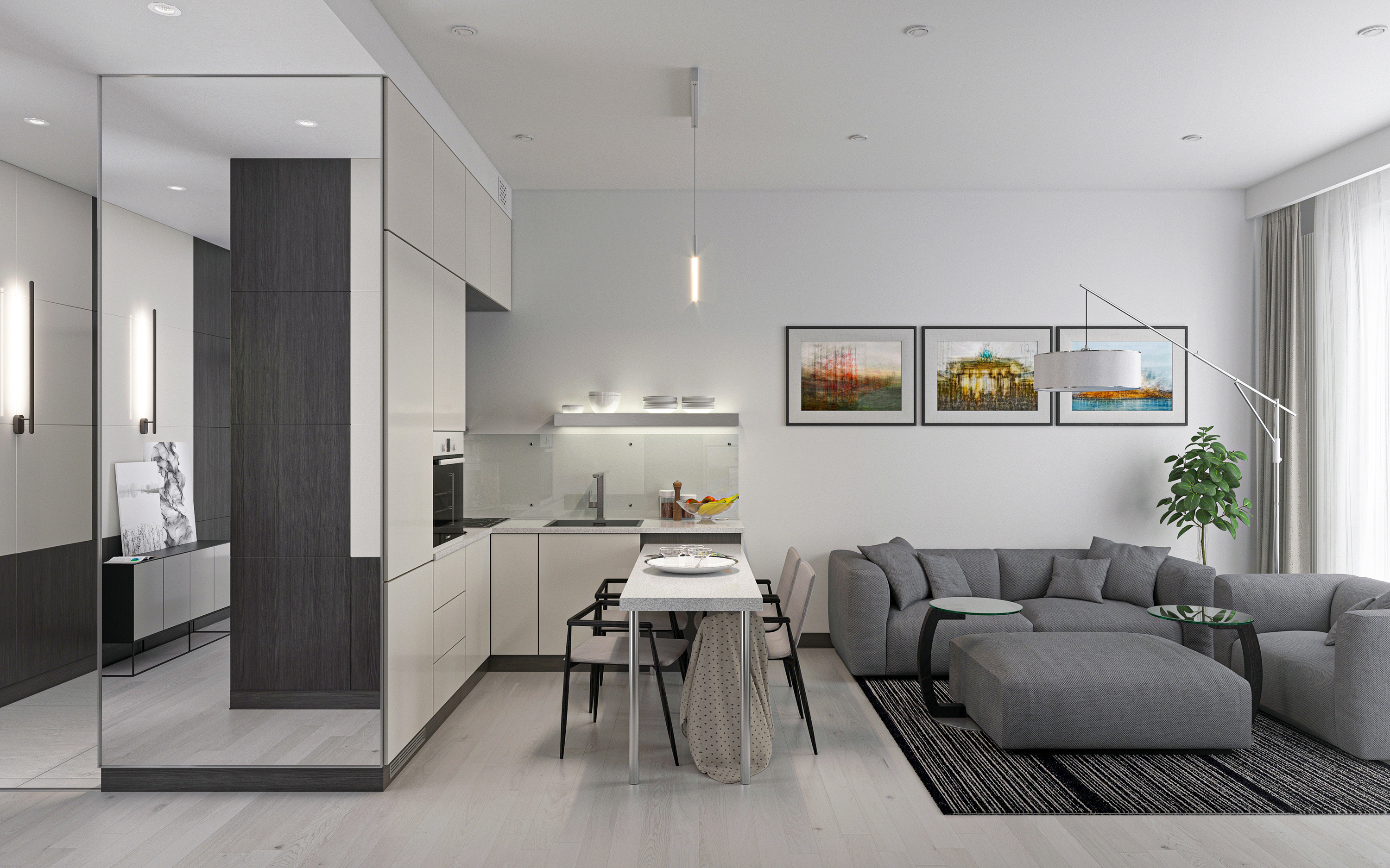 Dreizimmerwohnung S64 in 3d max corona render Bild