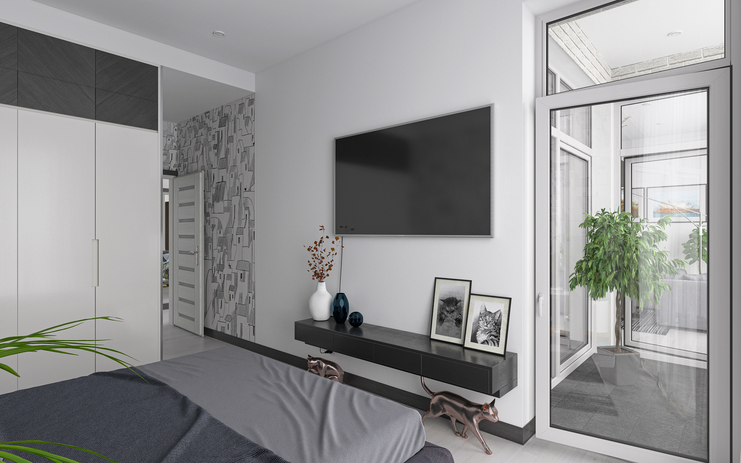 Dreizimmerwohnung S64 in 3d max corona render Bild