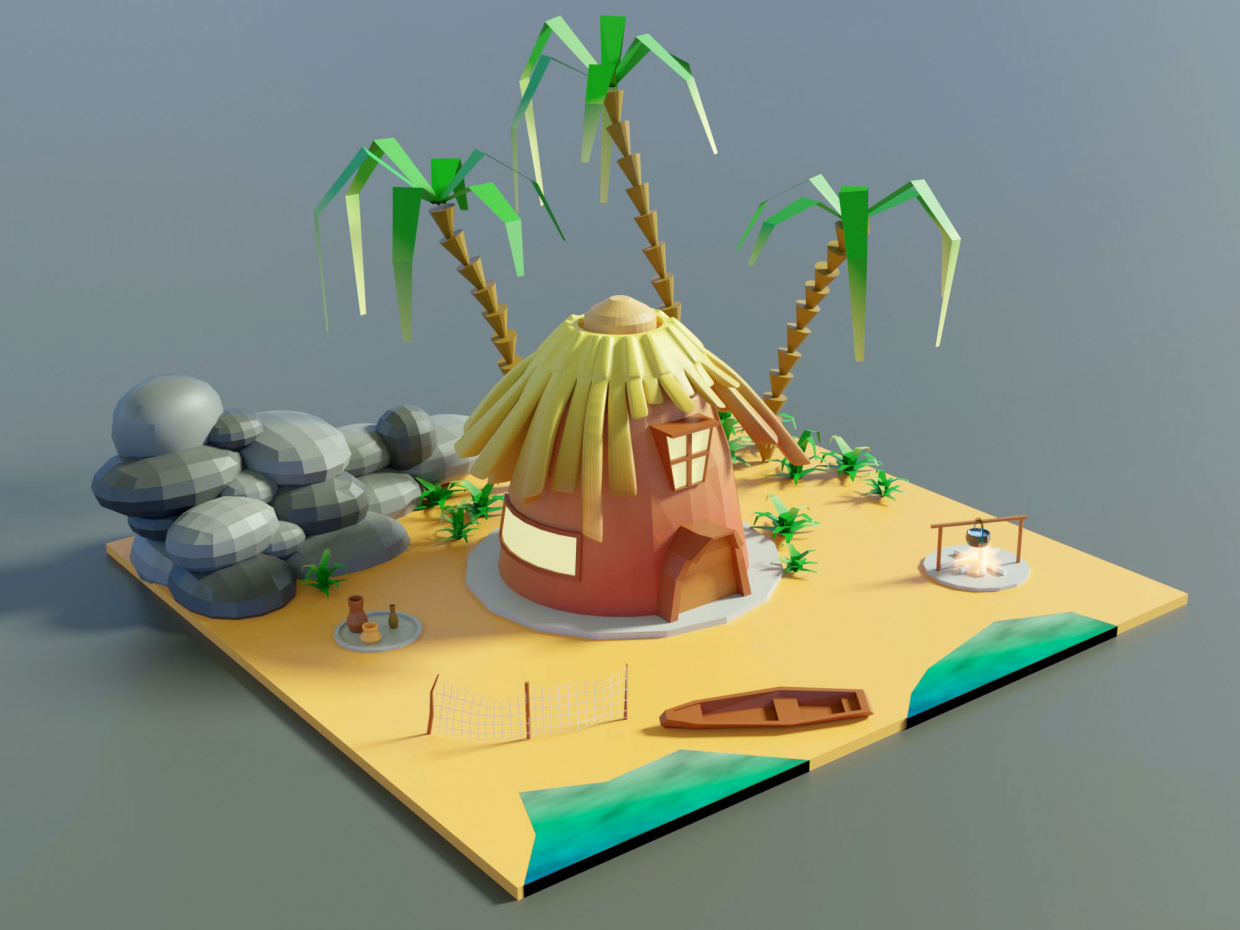 Island shore in Blender cycles render image