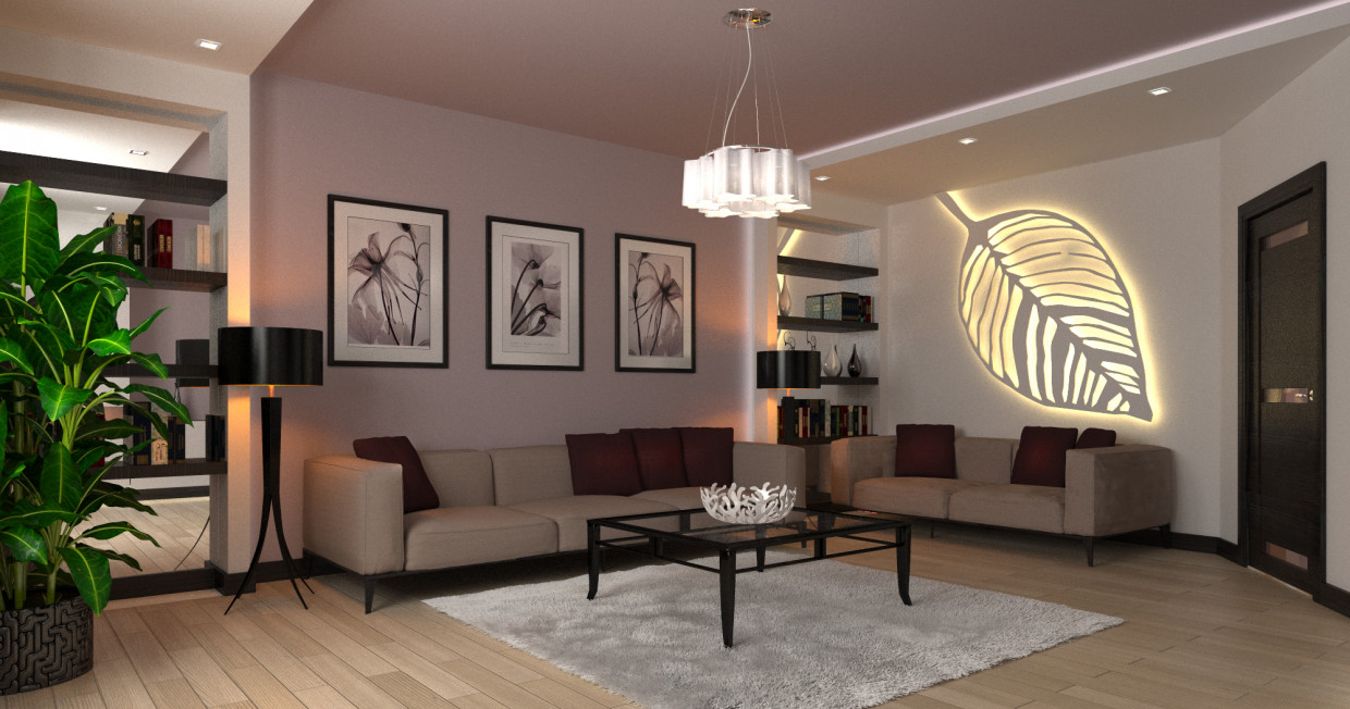 L'interno del cottage in 3d max corona render immagine