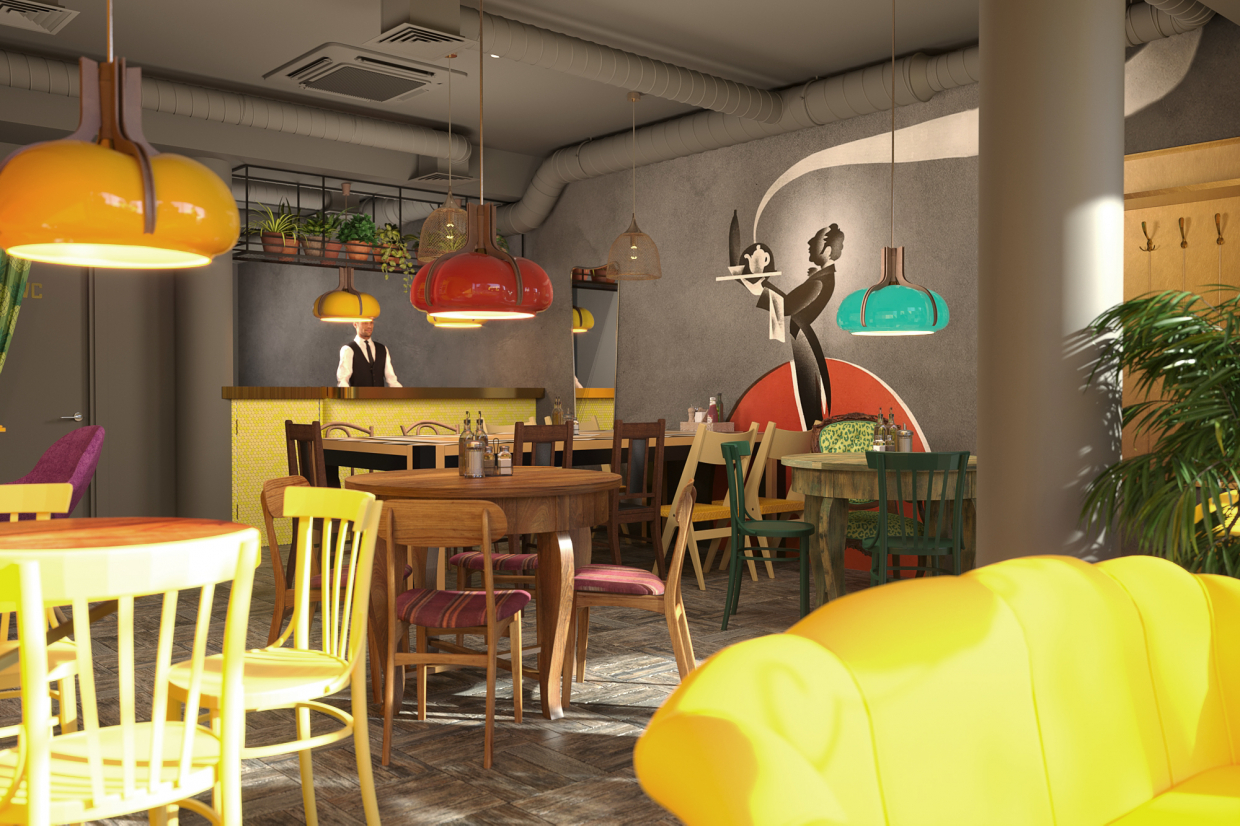 Visualisation d'un restaurant à Tver dans 3d max corona render image