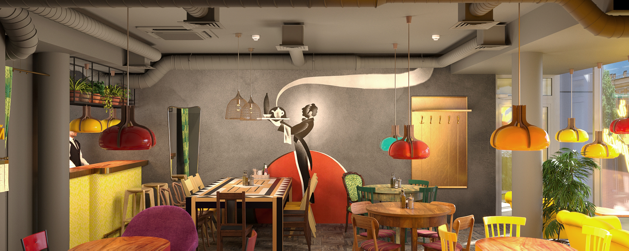 Visualization of a restaurant in Tver in 3d max corona render image