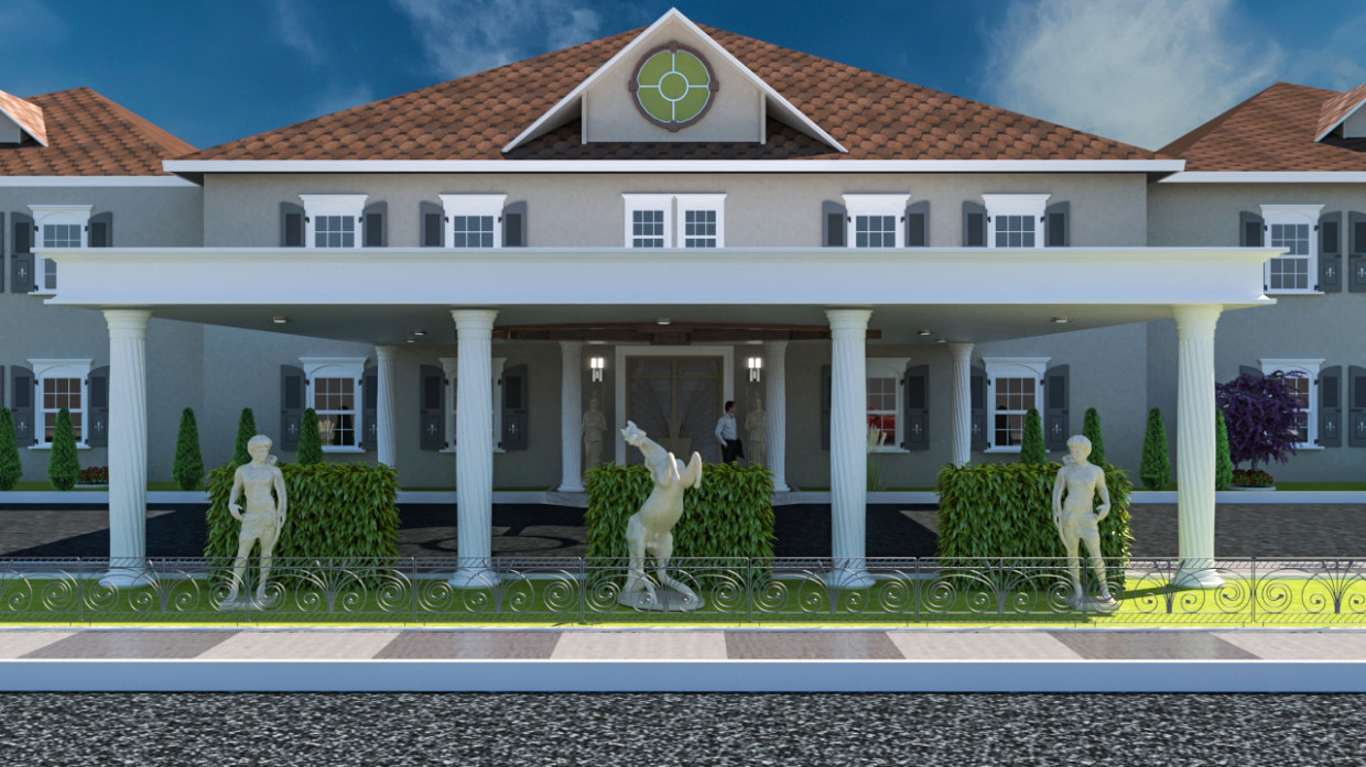 imagen de Fachada Frontal de una residencia en 3d max vray 3.0