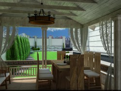 Pergolas with barbecue and barbecue.