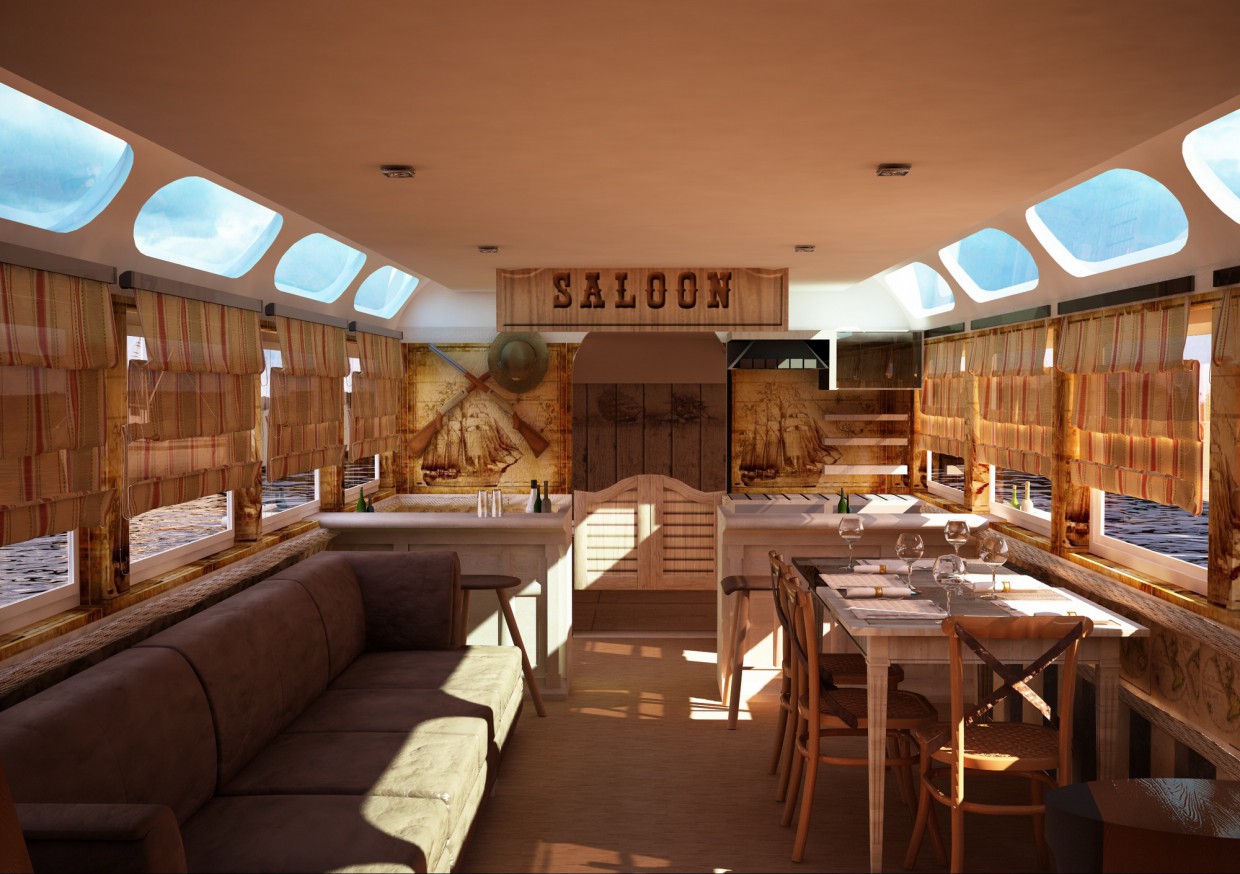 imagen de Barco privado interior en Cinema 4d vray