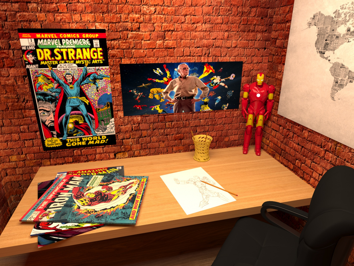 imagen de Habitación Marvel Fan en 3d max corona render