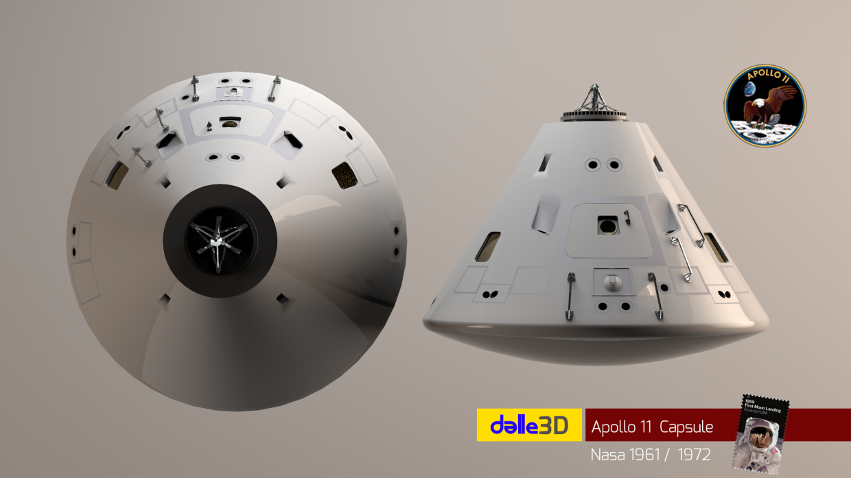 Apollo 11 capsule Nasa dans Cinema 4d maxwell render image