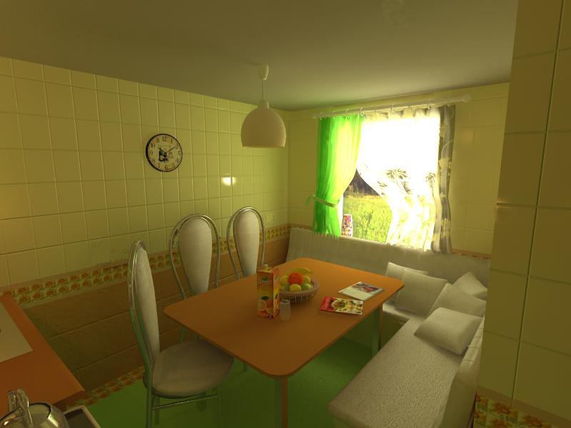 A cozinha do país em 3d max vray imagem