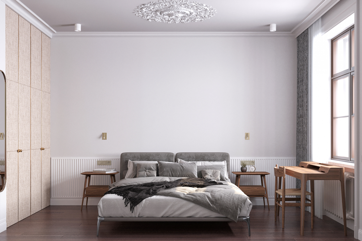 Renderização 3D de um quarto. em 3d max corona render imagem