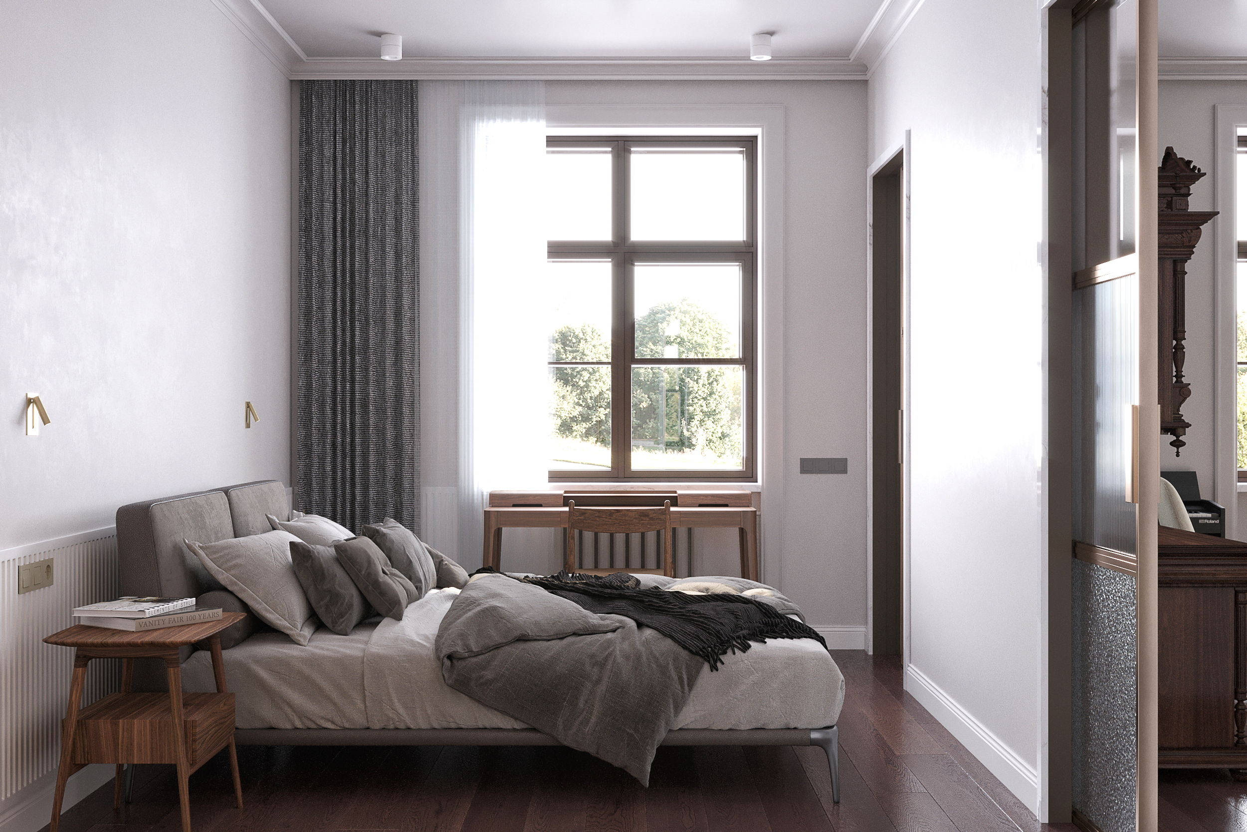 Renderização 3D de um quarto. em 3d max corona render imagem