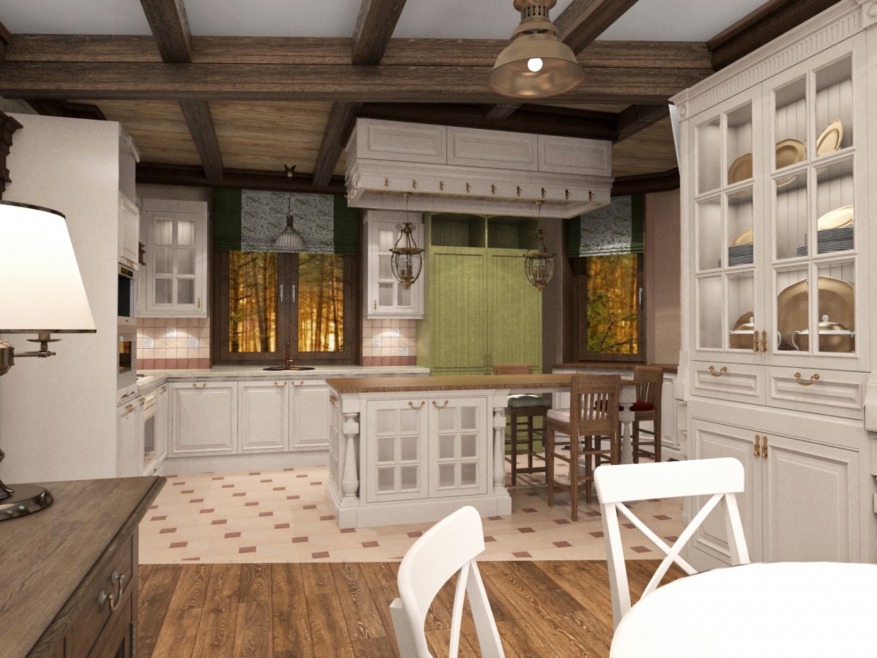 Kitchen-Living país-Provence) em 3d max vray imagem