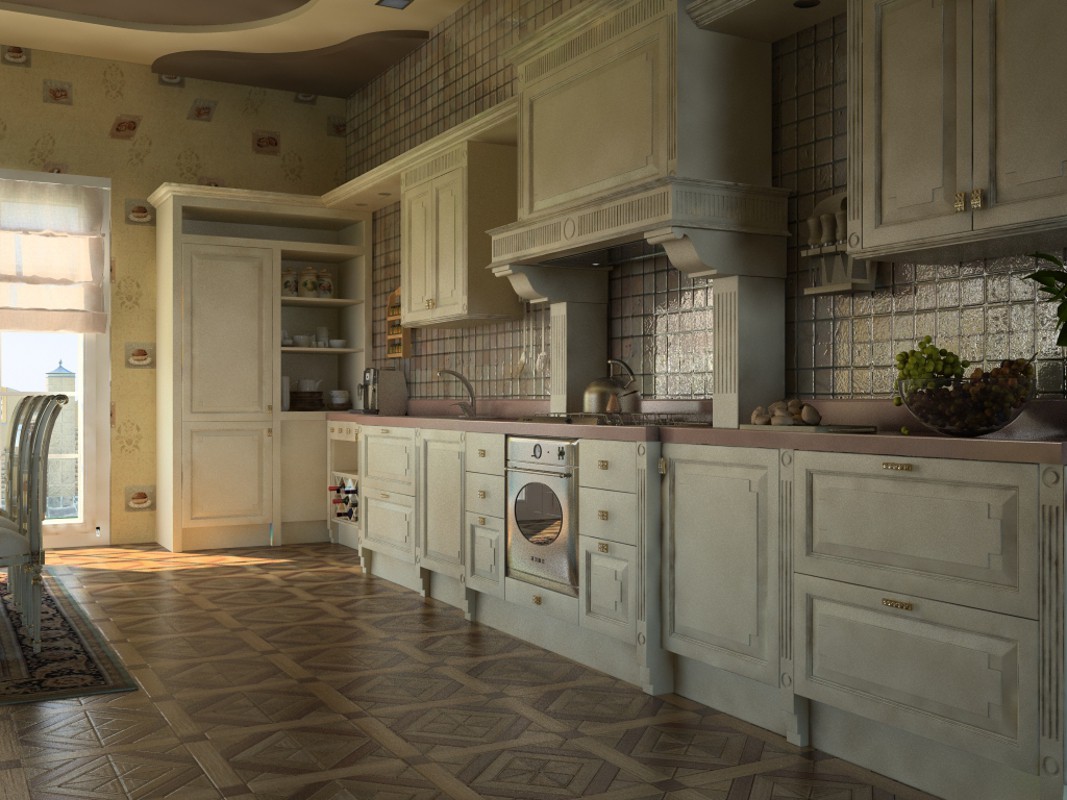 La cucina di casa di campagna in 3d max vray immagine