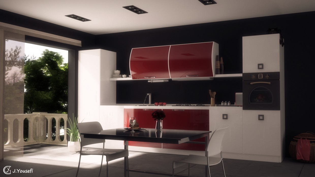 imagen de cocina en 3d max vray