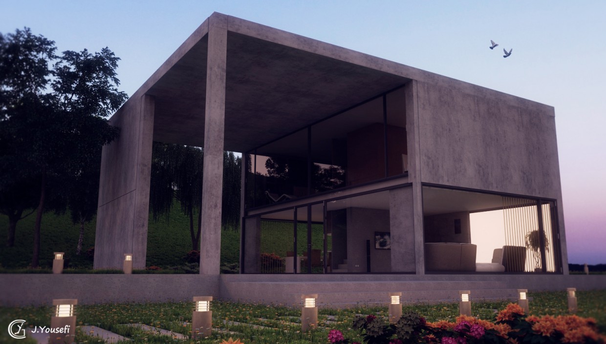 imagen de casa árbol de la familia en 3d max vray