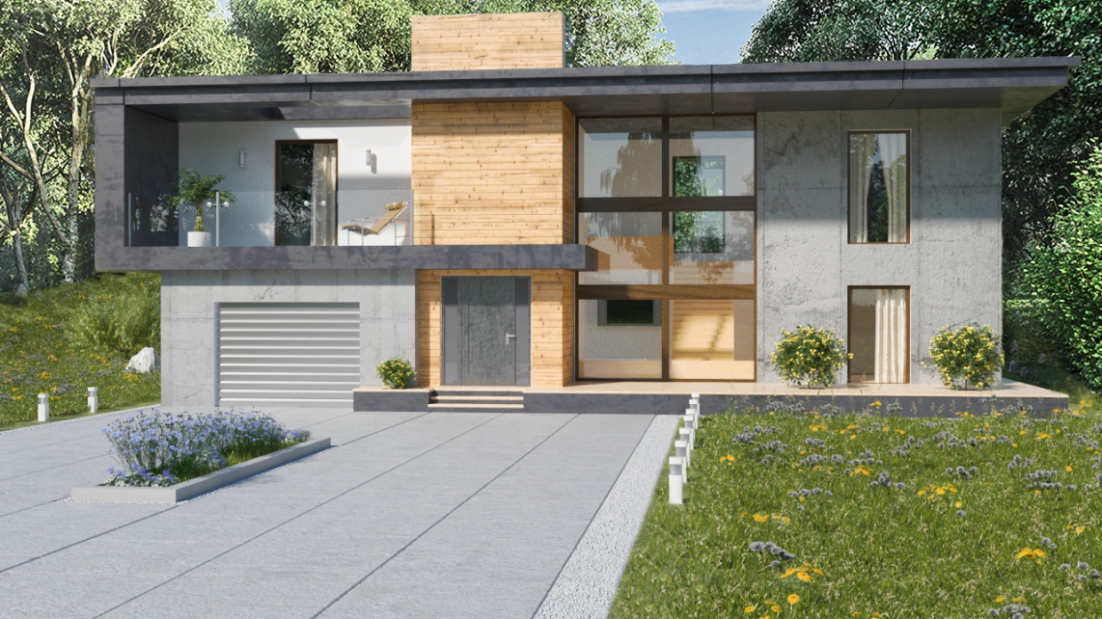 Sommerhaus in 3d max corona render Bild