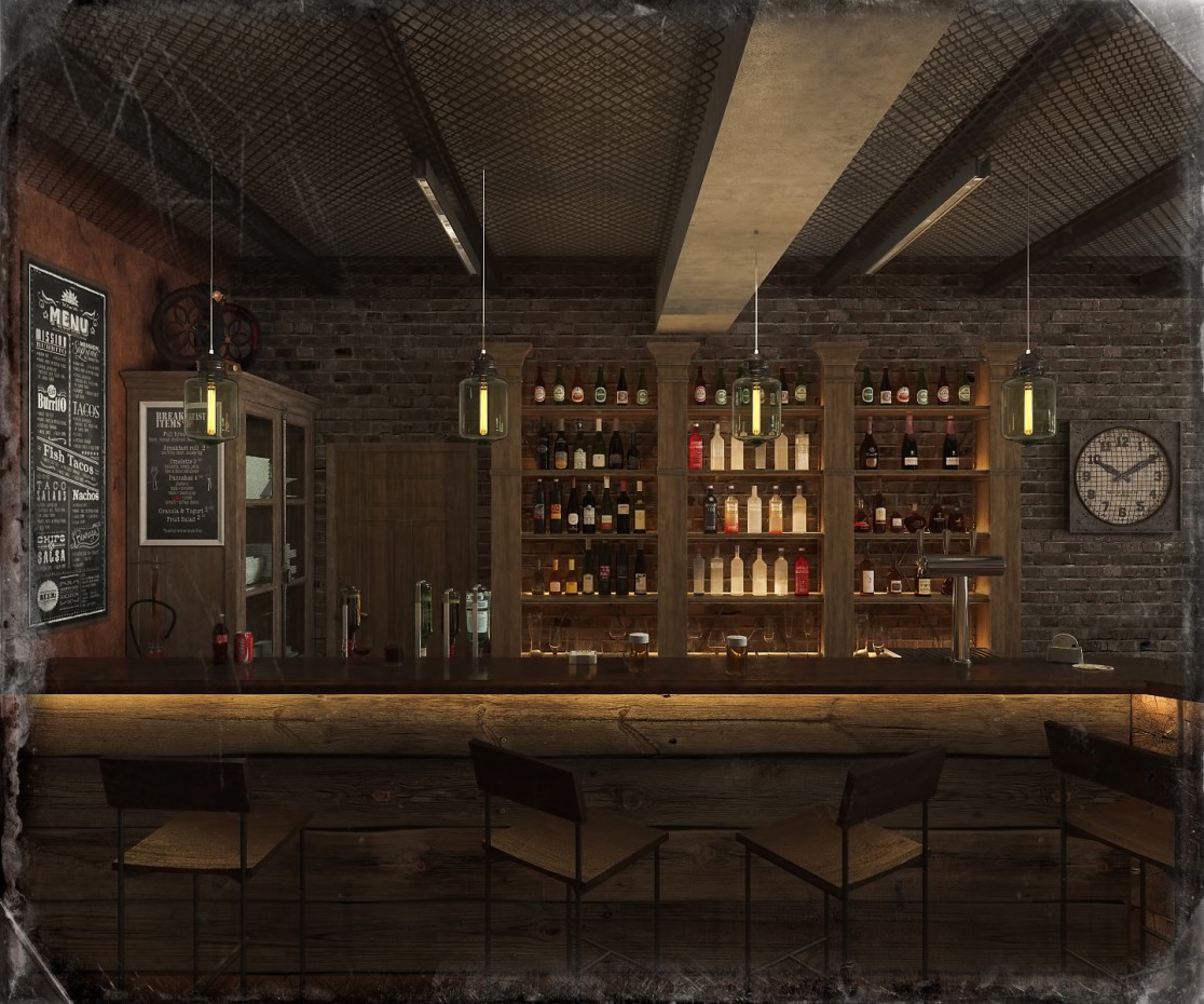 Vintage Cafe em 3d max vray imagem