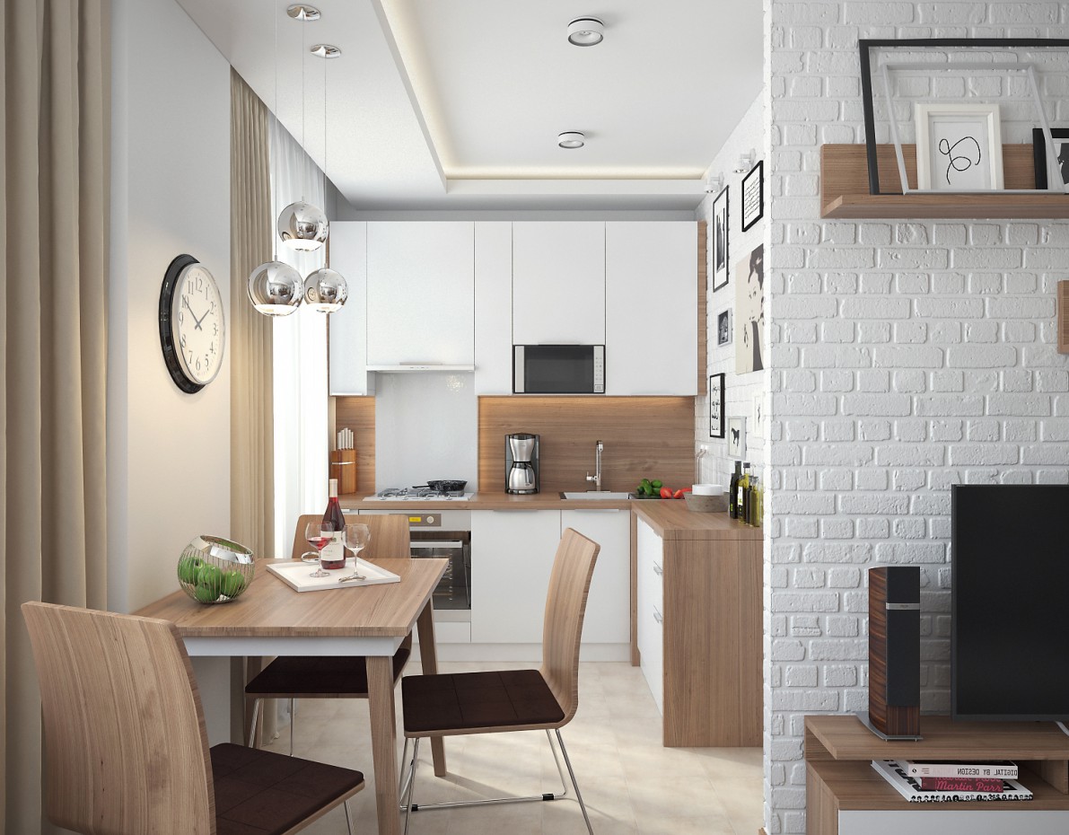 Soggiorno-cucina abitabile in 3d max vray immagine