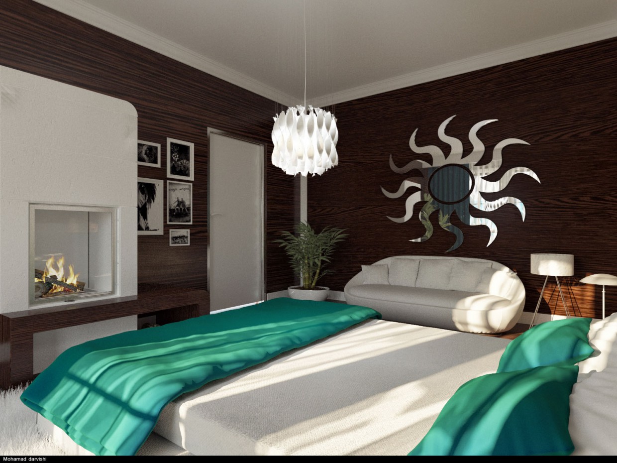 Schlafzimmer in 3d max corona render Bild