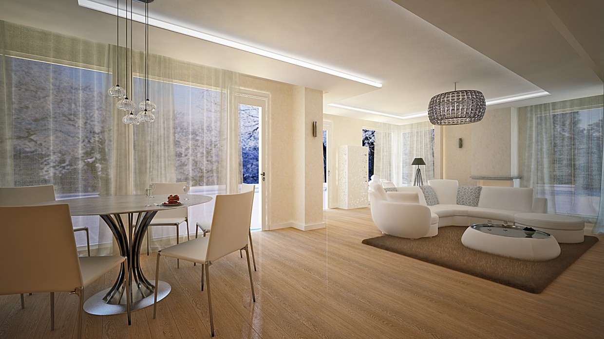 Soggiorno invernale in 3d max vray immagine