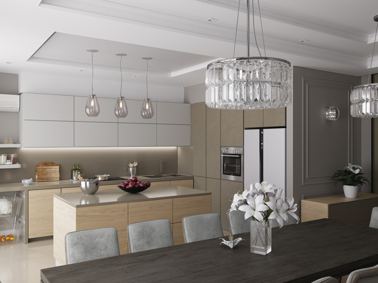 Cozinha em 3d max corona render imagem