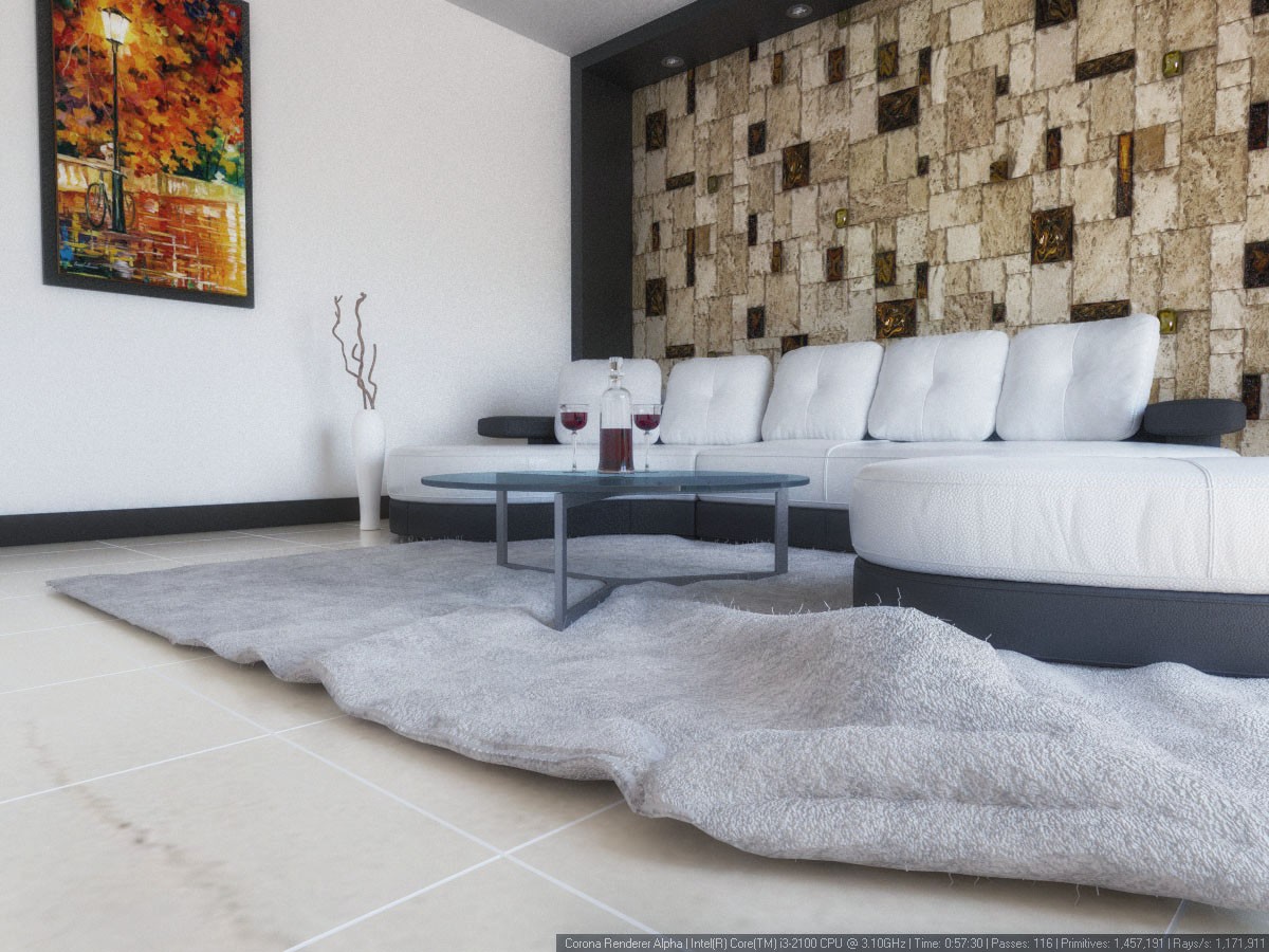 Soggiorno in 3d max corona render immagine