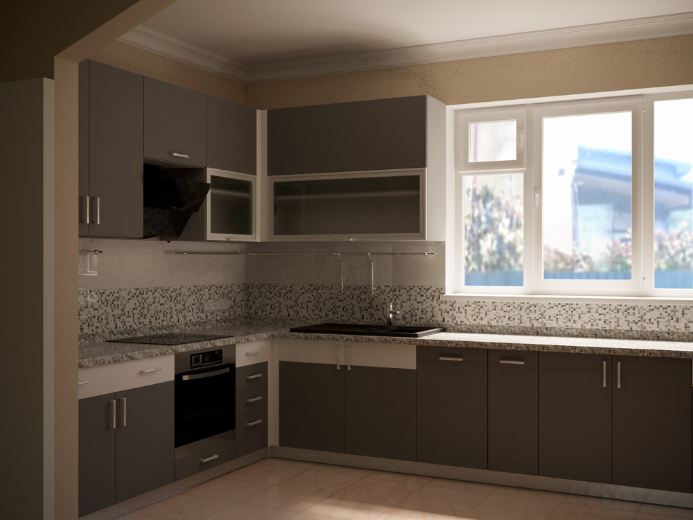 visualizzazione di una cucina in 3d max corona render immagine