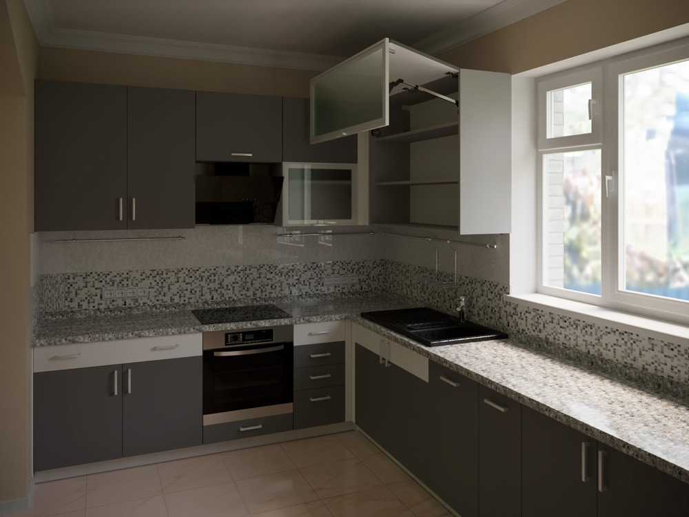 visualizzazione di una cucina in 3d max corona render immagine