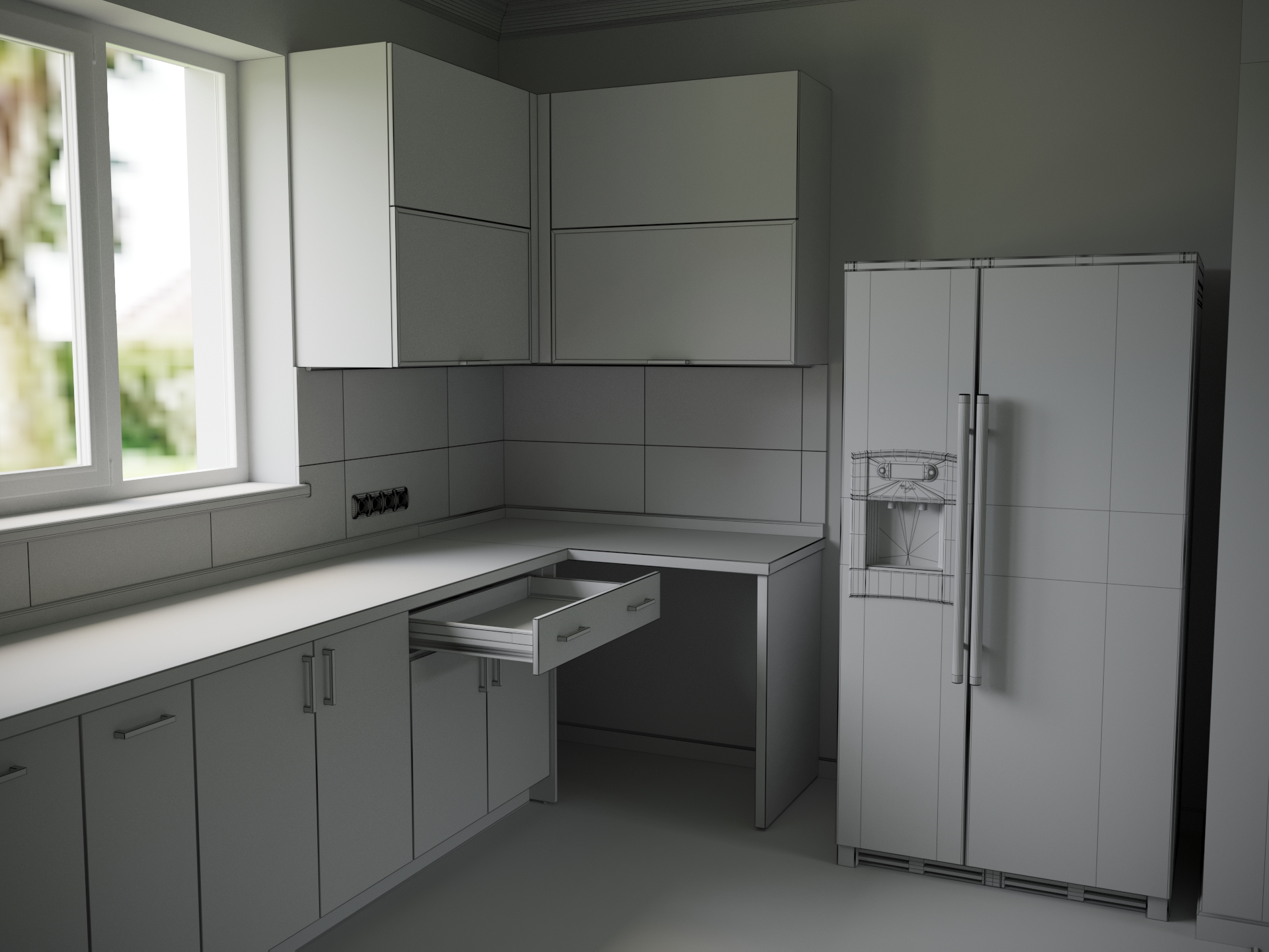 visualizzazione di una cucina in 3d max corona render immagine