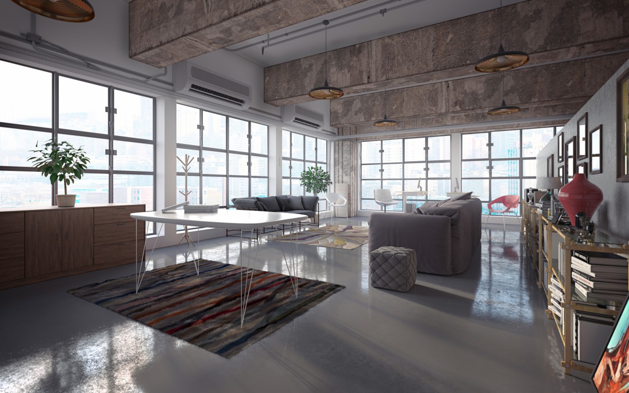 Loft-Sammler in Hong Kong in 3d max corona render Bild