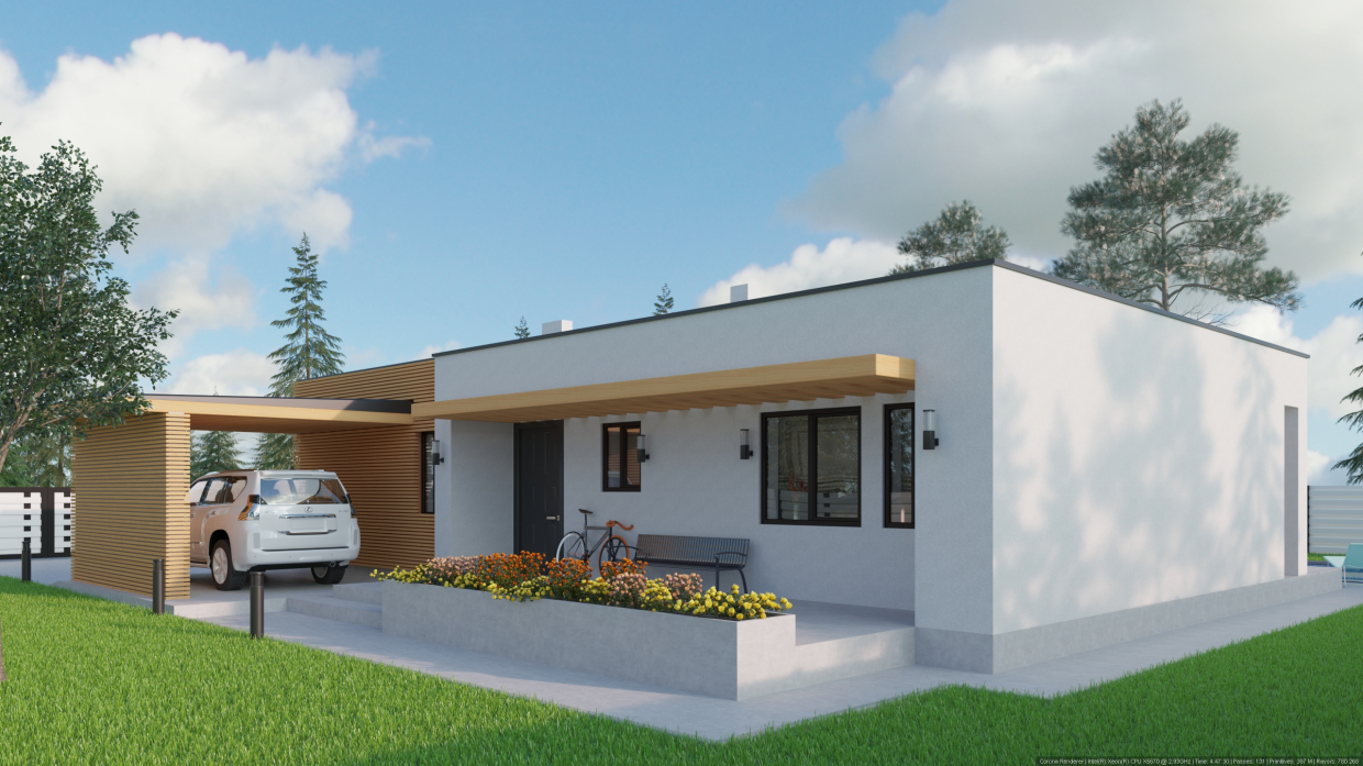 Casa sulla trama in 3d max corona render immagine