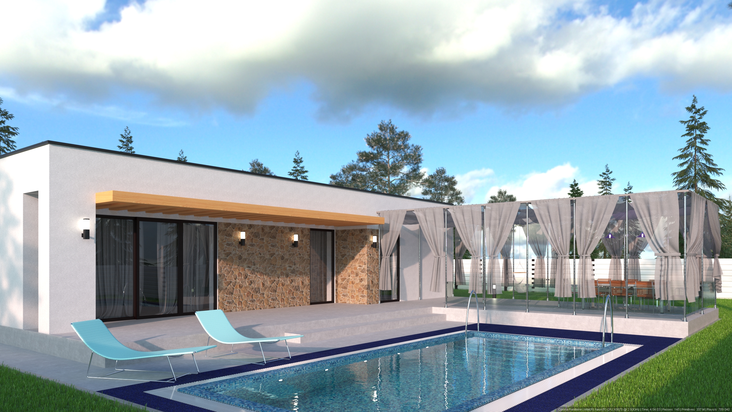 Maison sur le terrain dans 3d max corona render image