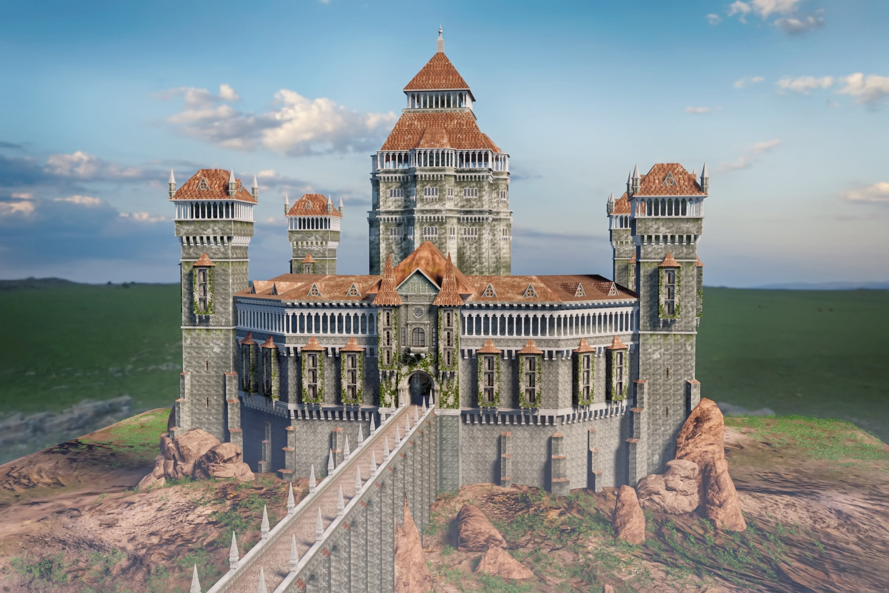 Mittelalterliche Burg in Blender cycles render Bild