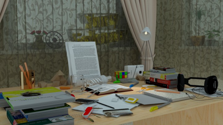 imagen de Mesa por la ventana en Blender cycles render