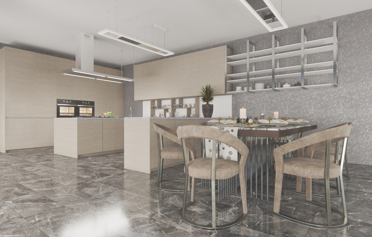 cucina moderna luminosa in 3d max vray 3.0 immagine