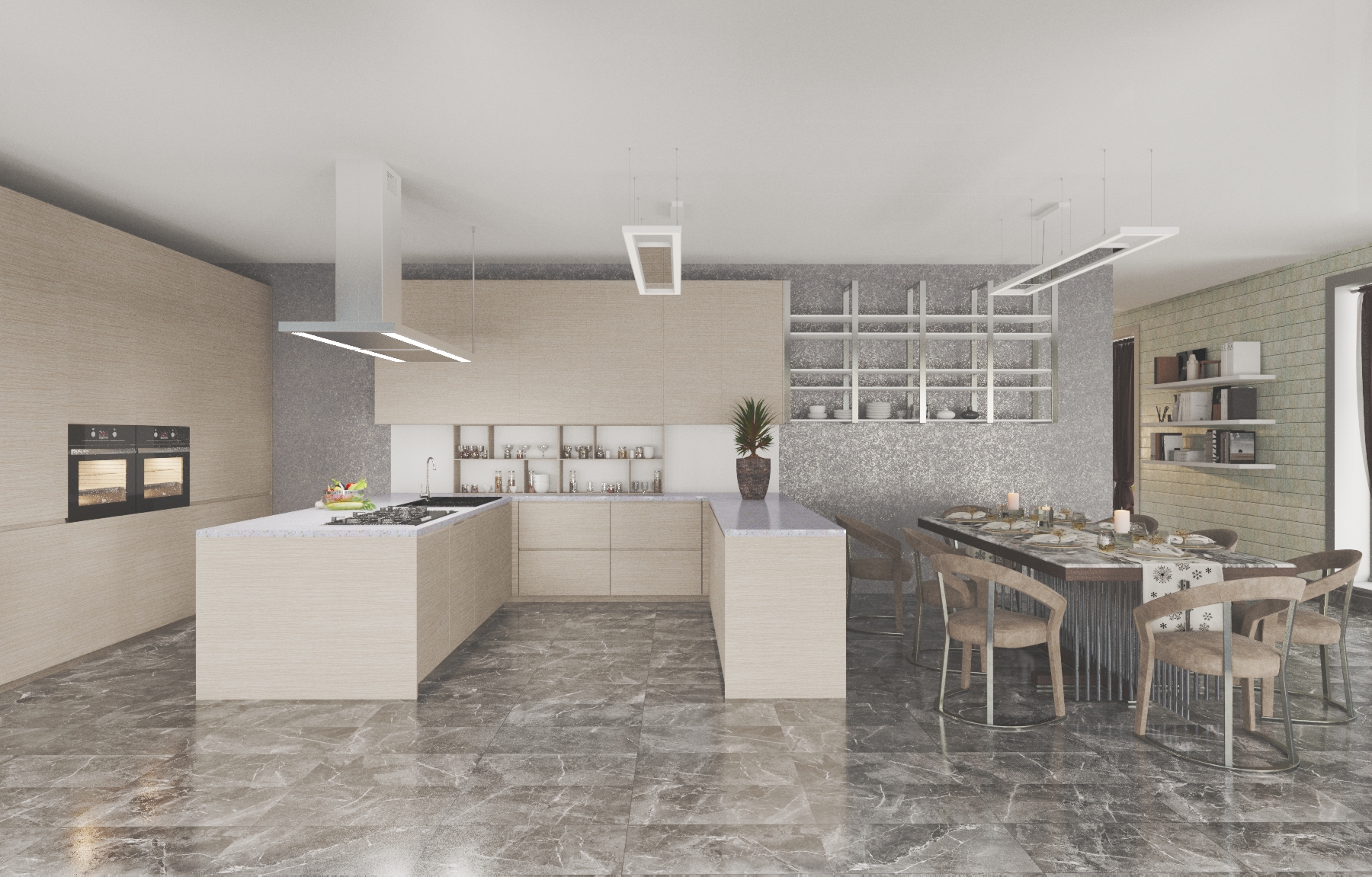 cozinha moderna e iluminada em 3d max vray 3.0 imagem