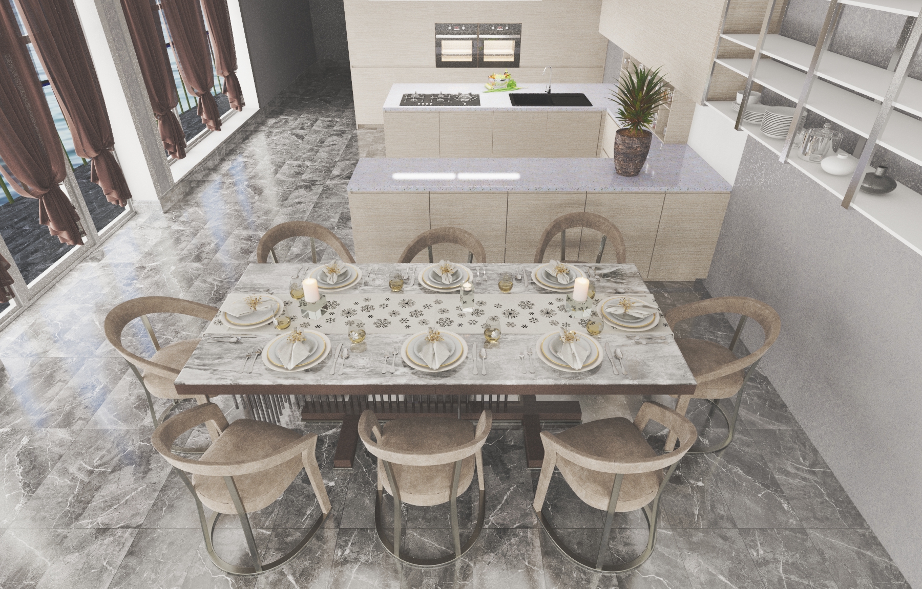 cucina moderna luminosa in 3d max vray 3.0 immagine