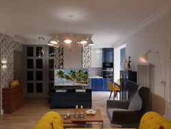 Living room with kitchenette